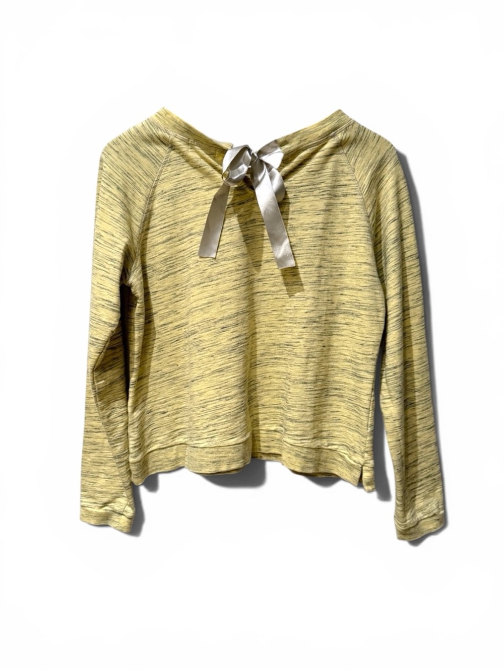 CYELL Yellow Marled Knit Sweatshirt w/ Back Ribbon Tie Size 38 Small